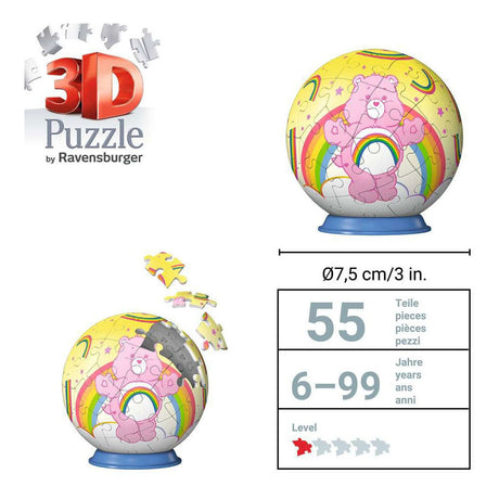 Ravensburger – care bears: cheer bear – 3d puzzle-ball – 55 stukjes