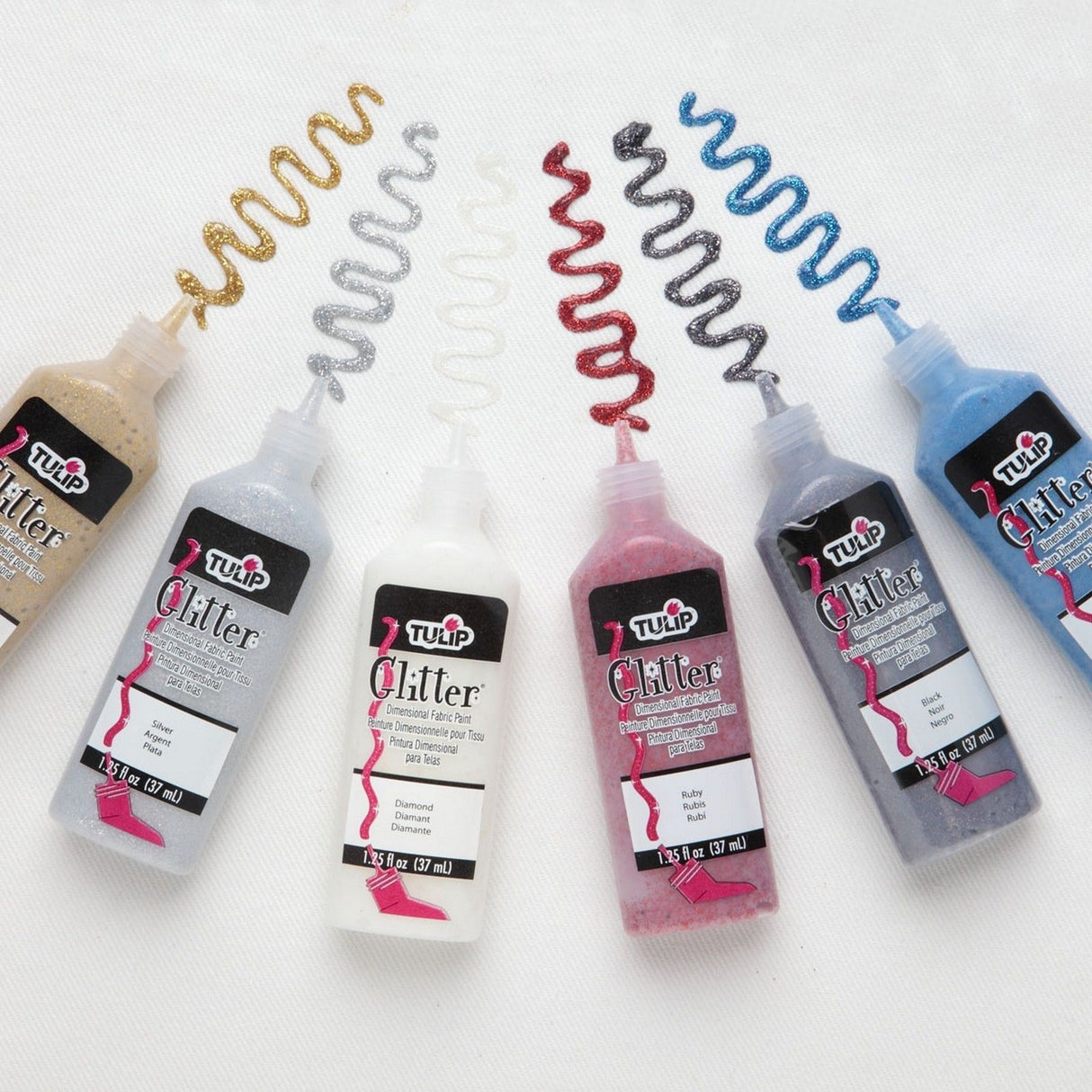 Tulip • 3d textielverf 37ml glitter 6st.