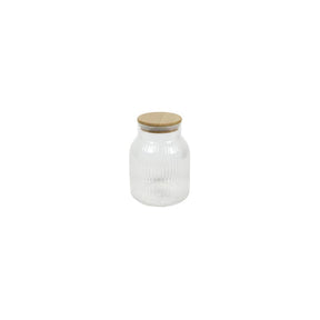 Voorraadpot lines glas met bamboe deksel ø11,5x16cm