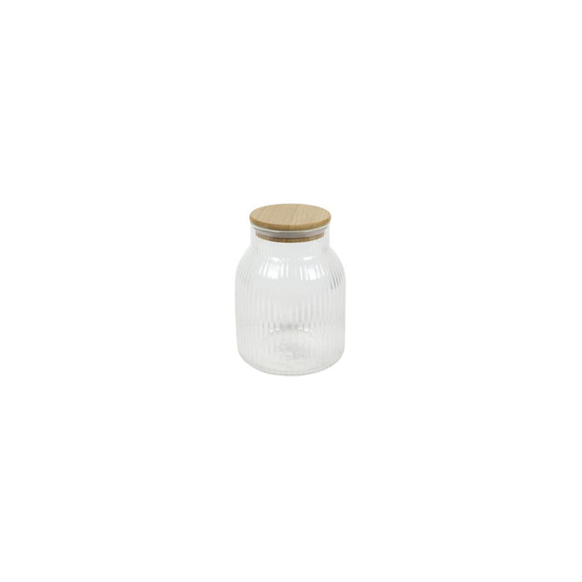 Voorraadpot lines glas met bamboe deksel ø11,5x16cm