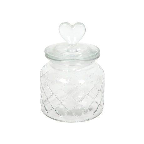 Voorraadpot hart glas ø10,5xh20cm