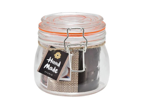 Kitchen tools weckpot 500ml 10,5x10,5cm met oranje siliconen ring