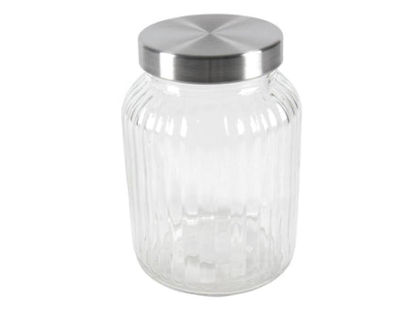Voorraadpot lines 1100ml glas rvs ø11x19cm