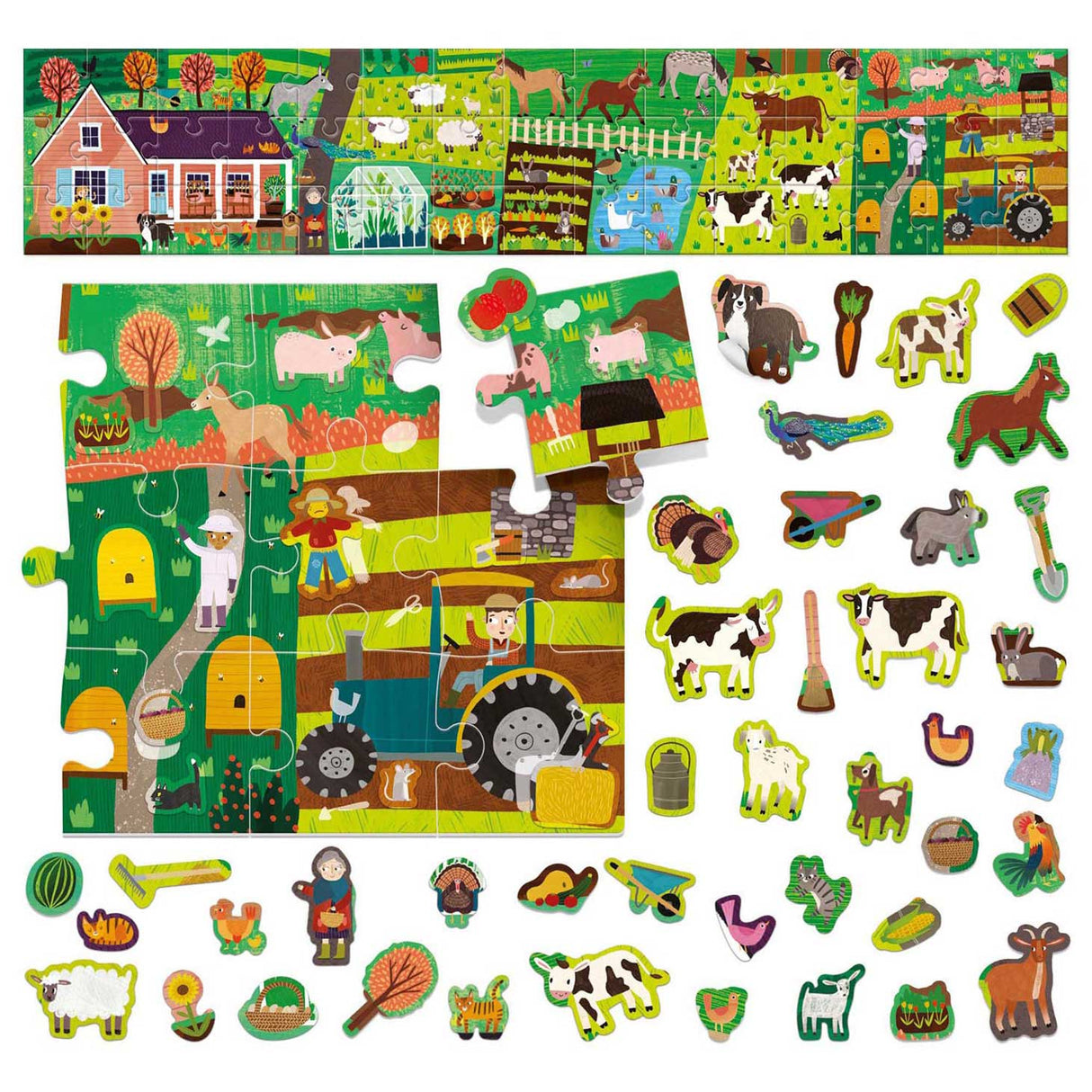 Headu Jigsaw Puzzle Farm med genanvendelige klistermærker