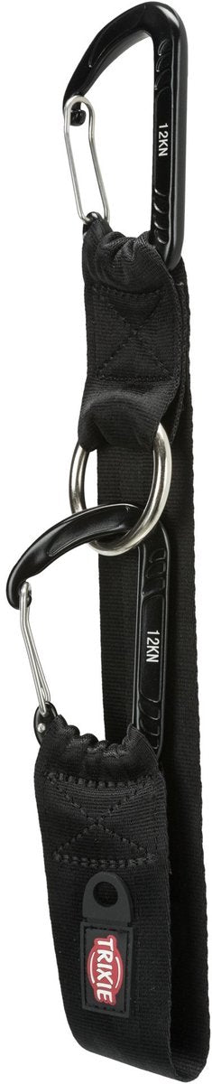 Trixie autogordel hond - met karabijnhaak, zwart - 30x3.8 cm