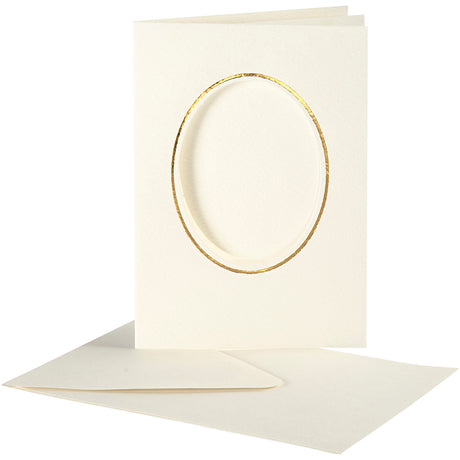 Creativ company https: www.cchobby.nl passepartout-kaarten-ovaal-met-gouden-rand-afmeting-kaart-10-5x15-cm-afmeting-envelop-11-5x16-5-cm-off-white-10-set-1-doos