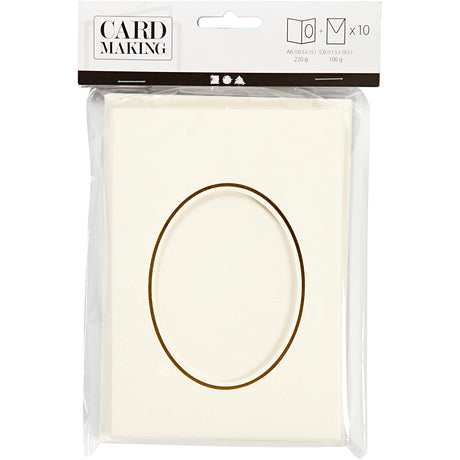 Creativ company https: www.cchobby.nl passepartout-kaarten-ovaal-met-gouden-rand-afmeting-kaart-10-5x15-cm-afmeting-envelop-11-5x16-5-cm-off-white-10-set-1-doos