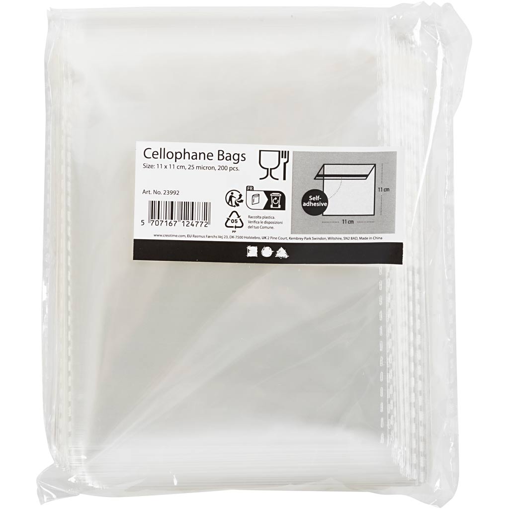 Creativ company http: www.cchobby.nl cellofaan-zakjes-h-11-3-cm-b-11-cm-dikte-25-my-200-stuk-1-doos