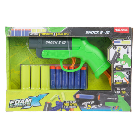 Toi-toys foam strikex pistool -shot s-10- met hulzen 2ass