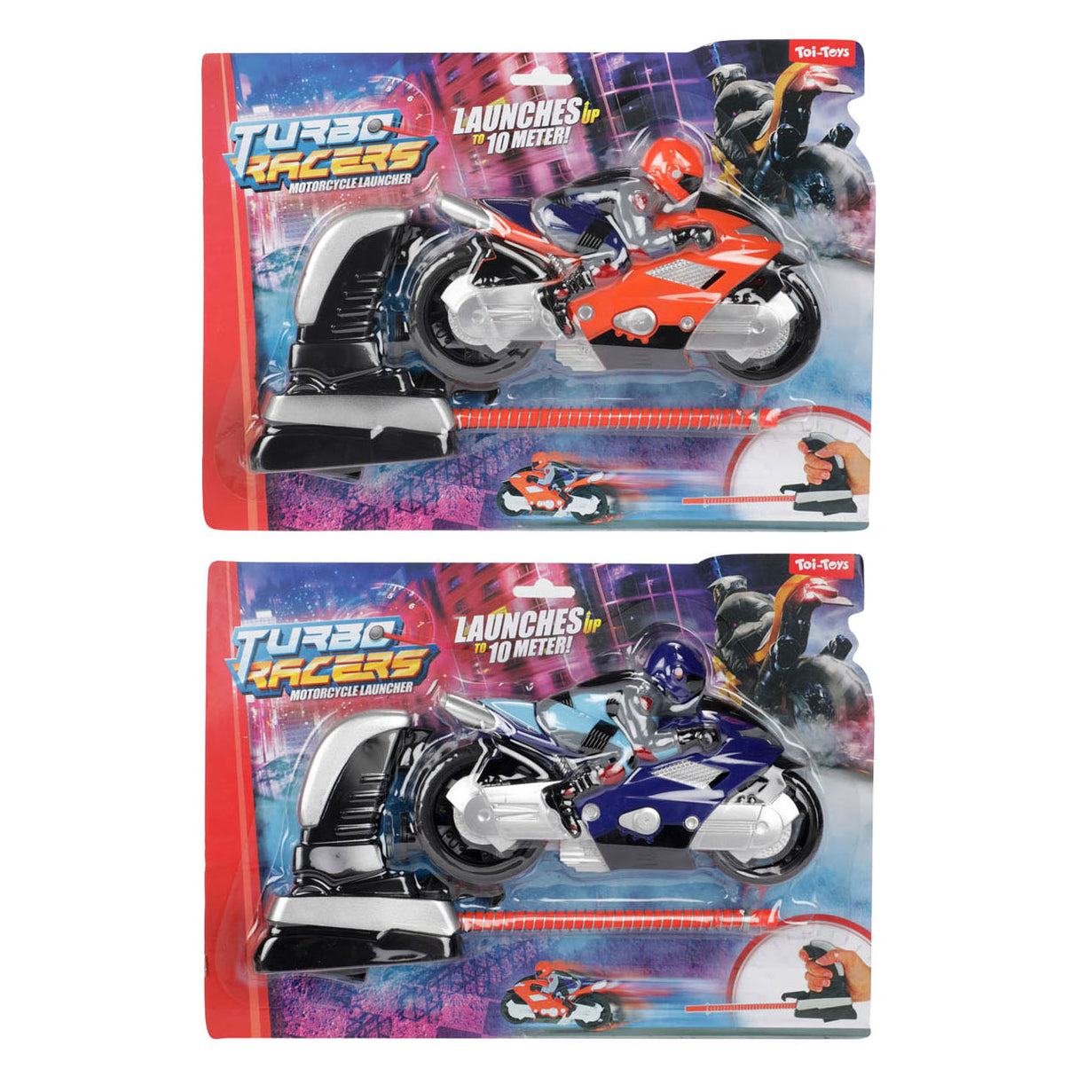 Toi-toys turbo racers rijder op motor met afschieter