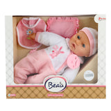 Beau bébé babypop avec bouteille et bavoir, 40 cm