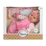 Beau bébé babypop avec bouteille et bavoir, 40 cm