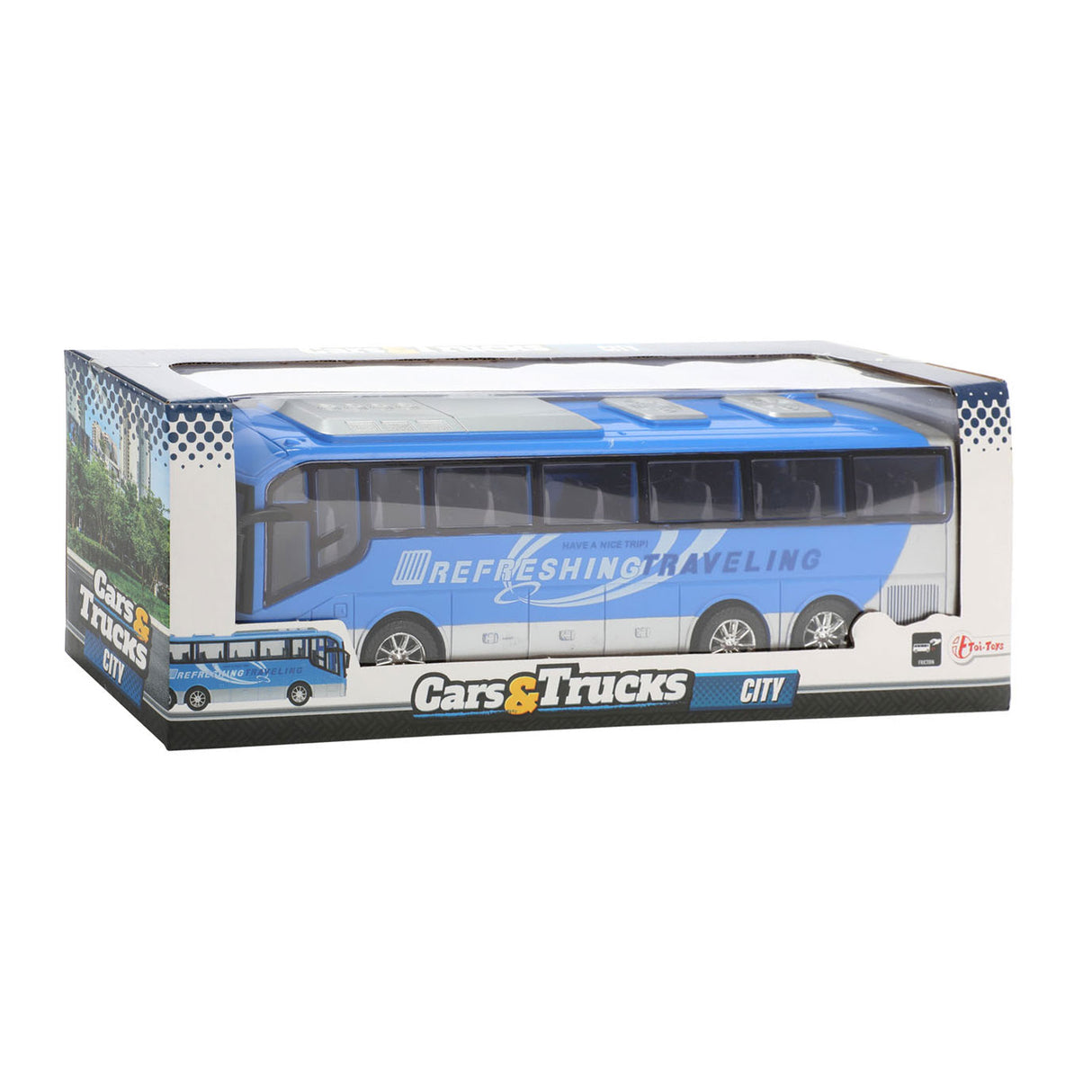 Toi-Toys Trucks Travel Bus Blue Friction, 32cm