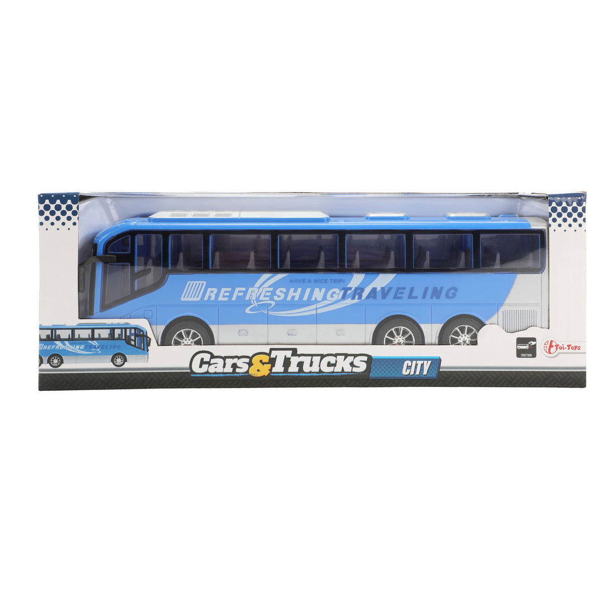 Toi-Toys Trucks Travel Bus Blue Trenje, 32 cm