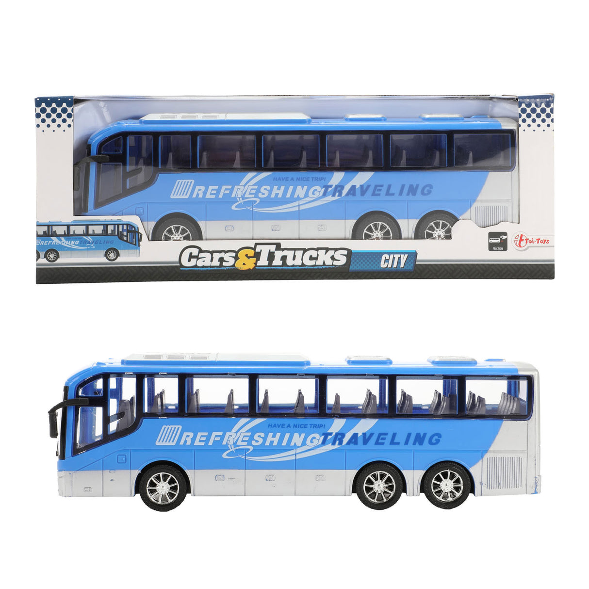 Toi-toys Trucks Travel Bus Blue Attrito, 32 cm