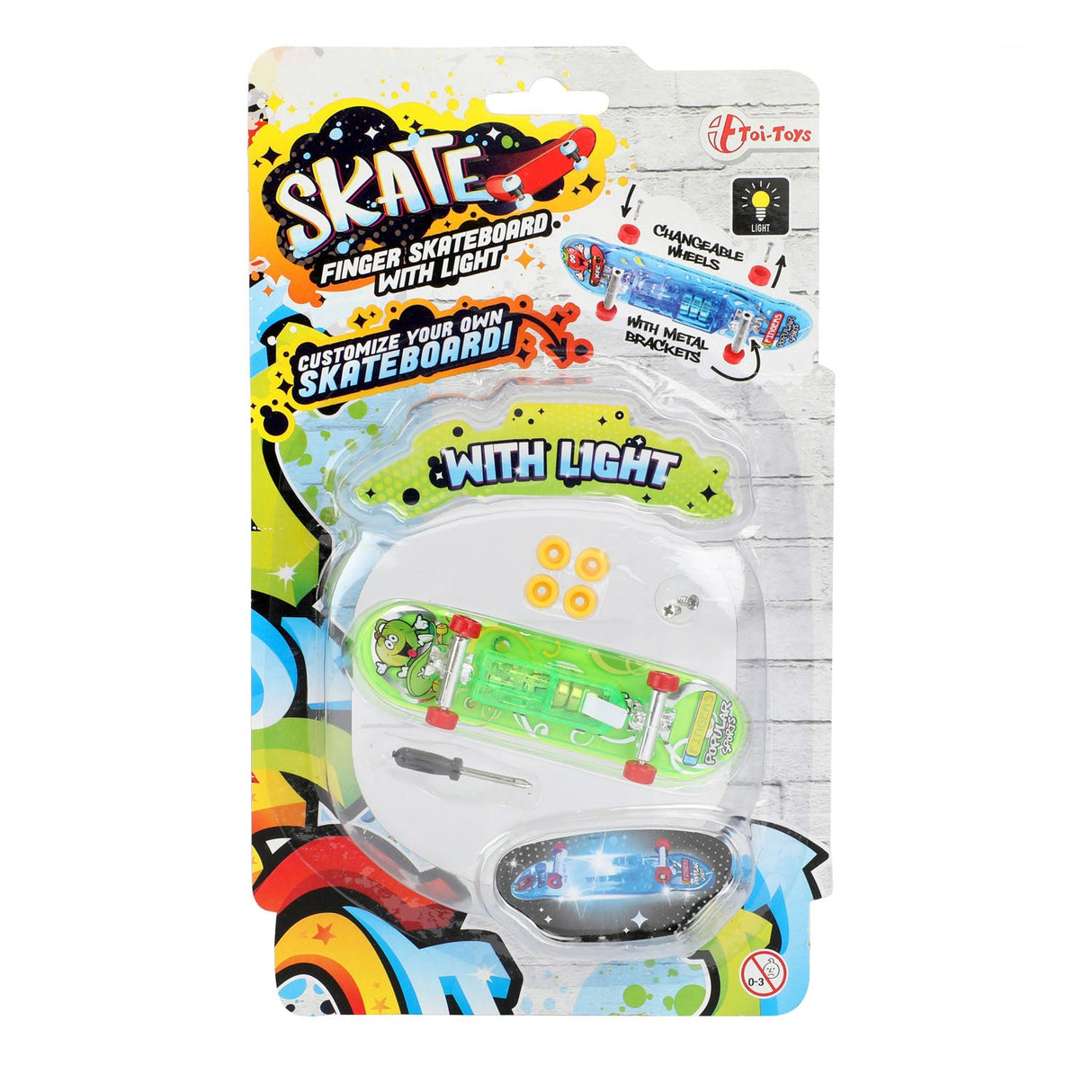 TOI-TOYS Skateboard Finger avec des roues légères et supplémentaires