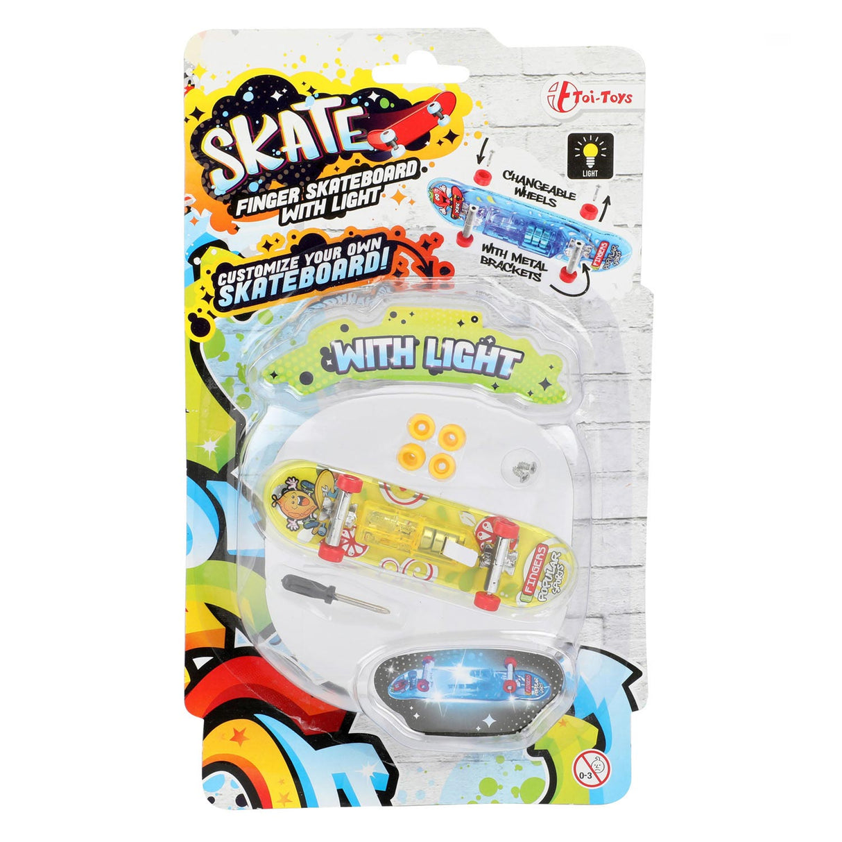 Toi-Toys Finger Skateboard With Light and Extra Wheels