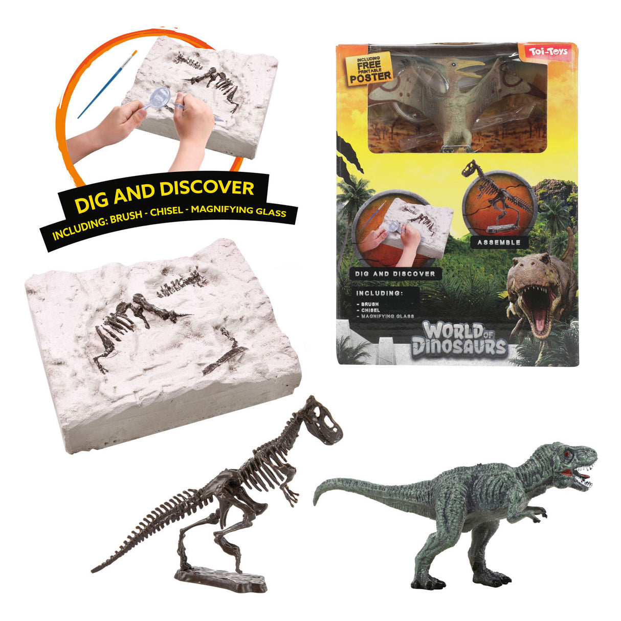 Set emergente del mundo de los dinosaurios 'Dino Fossil'