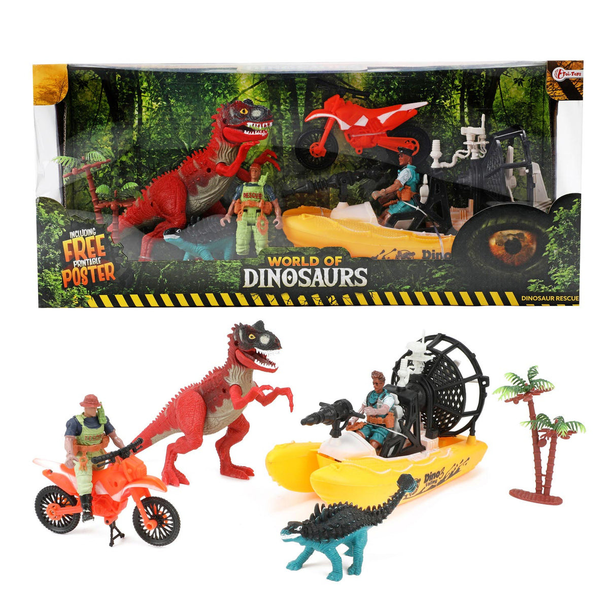 World of Dinosaurs Play Set Boat and Motorcycle with Dinosaurs