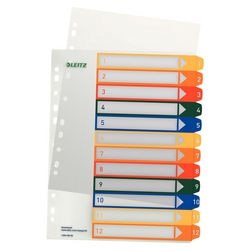 Leitz numerieke tabbladen pc-printable 1294 kleurenassortiment pp (polypropeen)