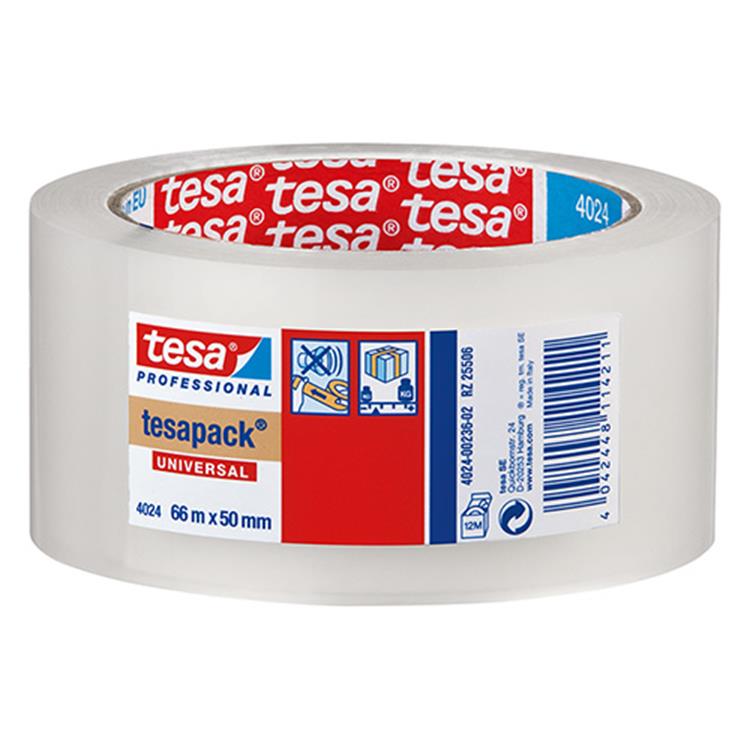 Tesa professional tesa 04024 dozensluittape - universeel - transparant - 50mm x 66m