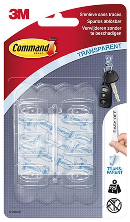 3m command decohaak, small, draagvermogen 225 gram, transparant, blister van 6 stuks