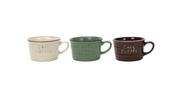 Mok 'café coffee' ø8,6x5cm 180ml 3 assortie