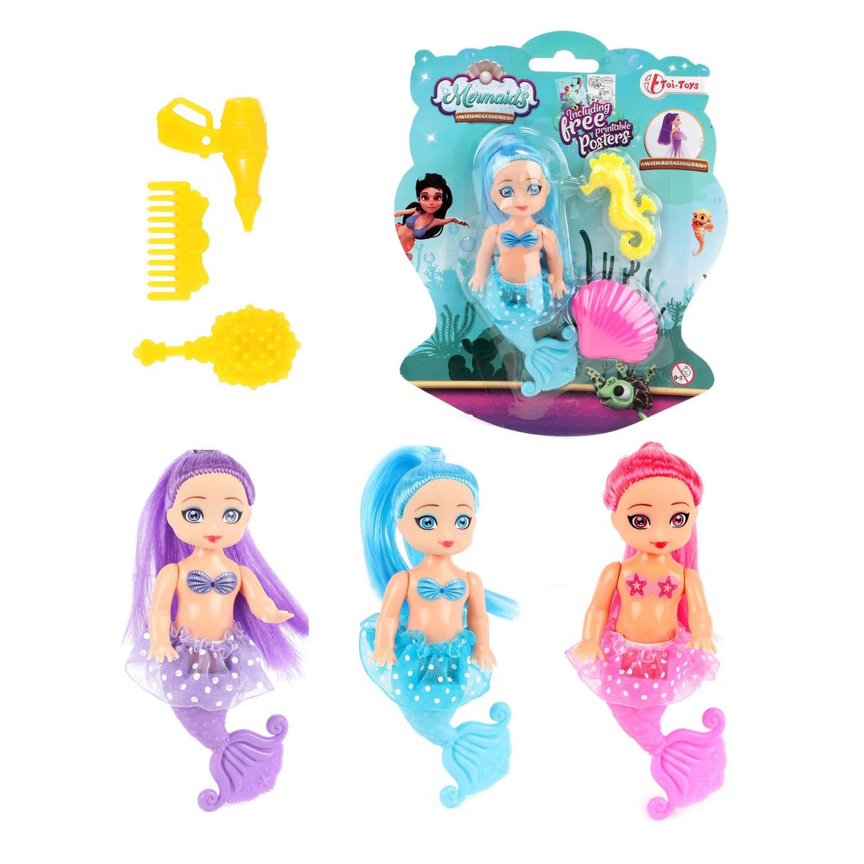 Toi-toys mořské panny mořské panny pop s kammetjes, 12 cm