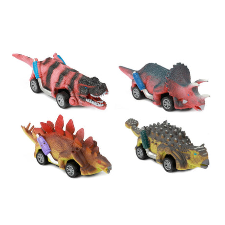 Toi-toys world of dinosaurs dino pullback auto, 4st.