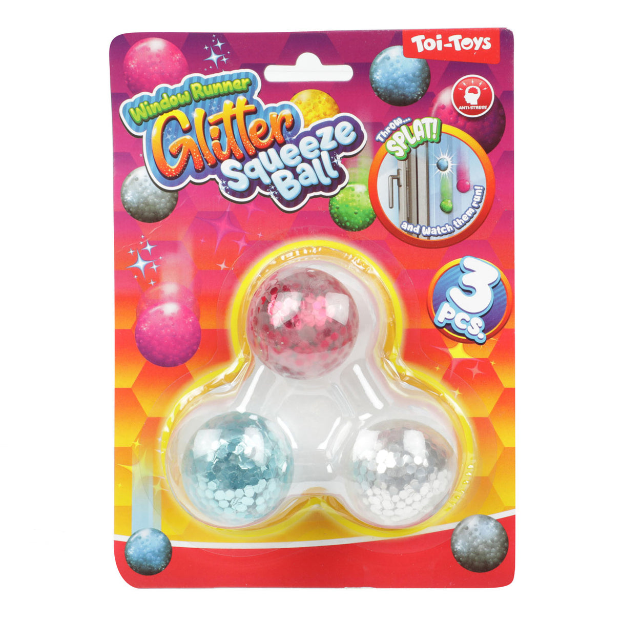 Toi-Toys Window Crawler exprime las bolas Glitter, 3st.