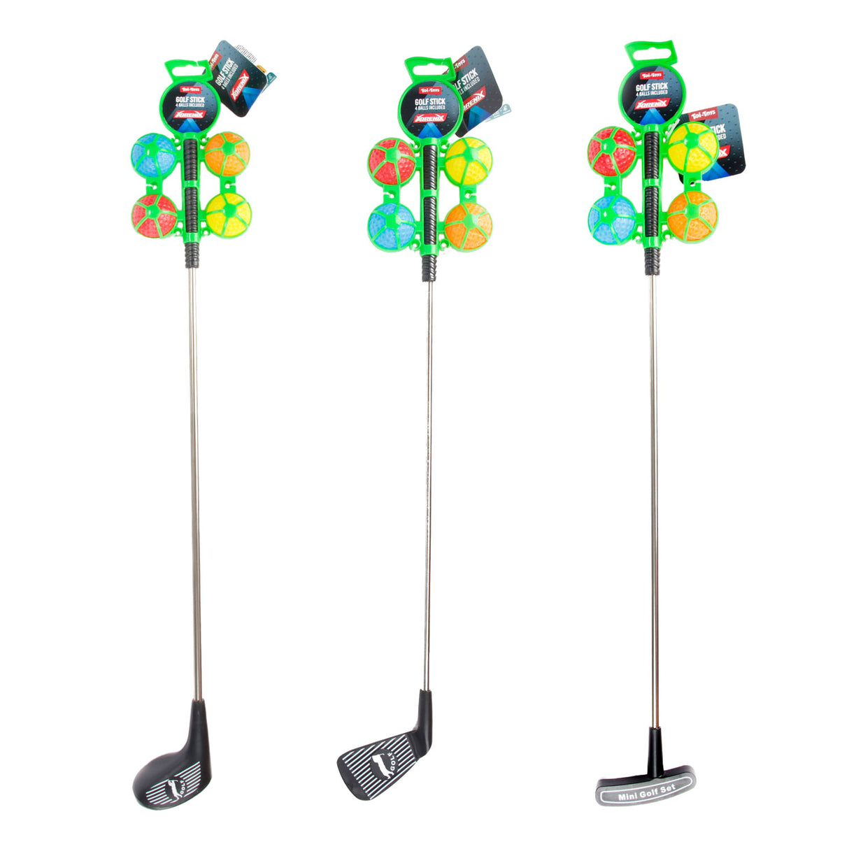 Toi-Toys adrenix Golf Stick Metal med 4 färgade bollar, 5dlg.