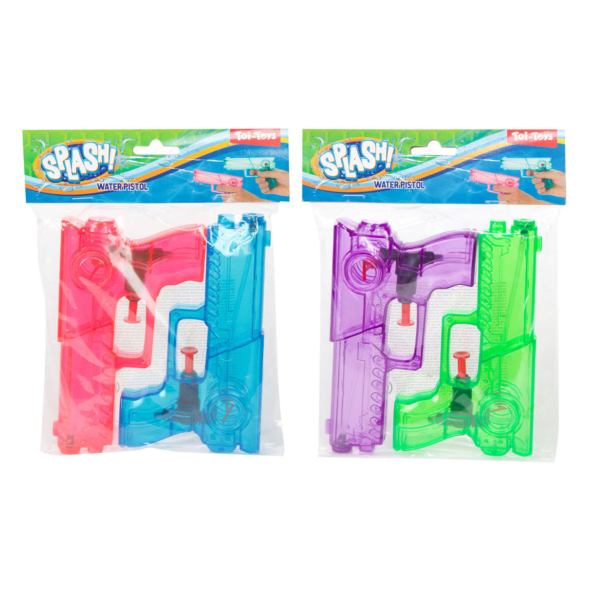 Splash waterpistool transparant, 2st.