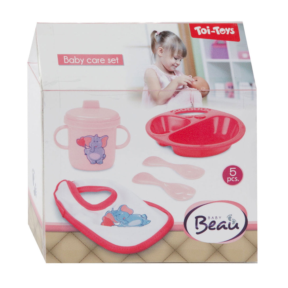 Baby Beau Baby Babypop con babero y vajilla, 5dlg.