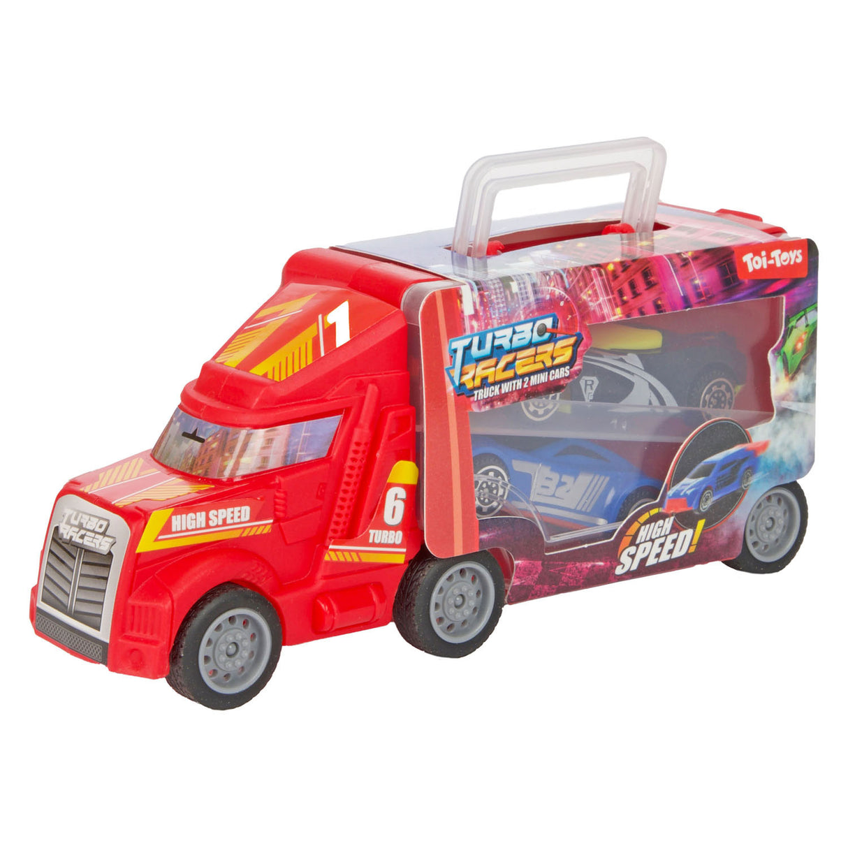 TOI-TOYS TURBO RACERS LAND MED RACING BILER, 3DLG.