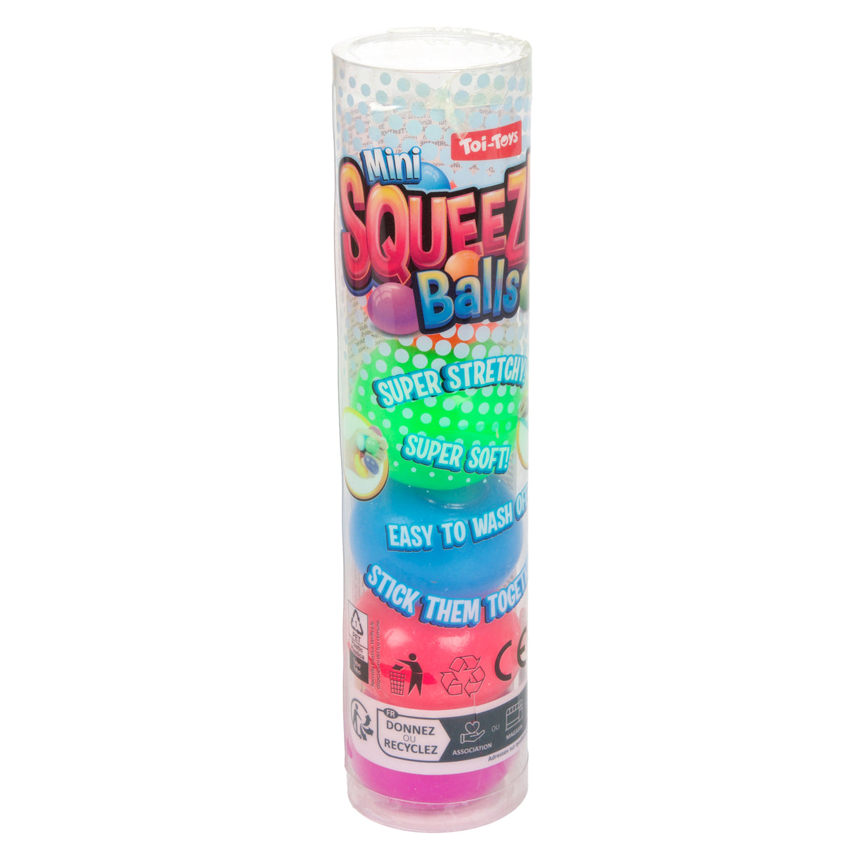 TOI-TOYS Fun Mini Squeeze Balls Stickezz en Tube, 5st.