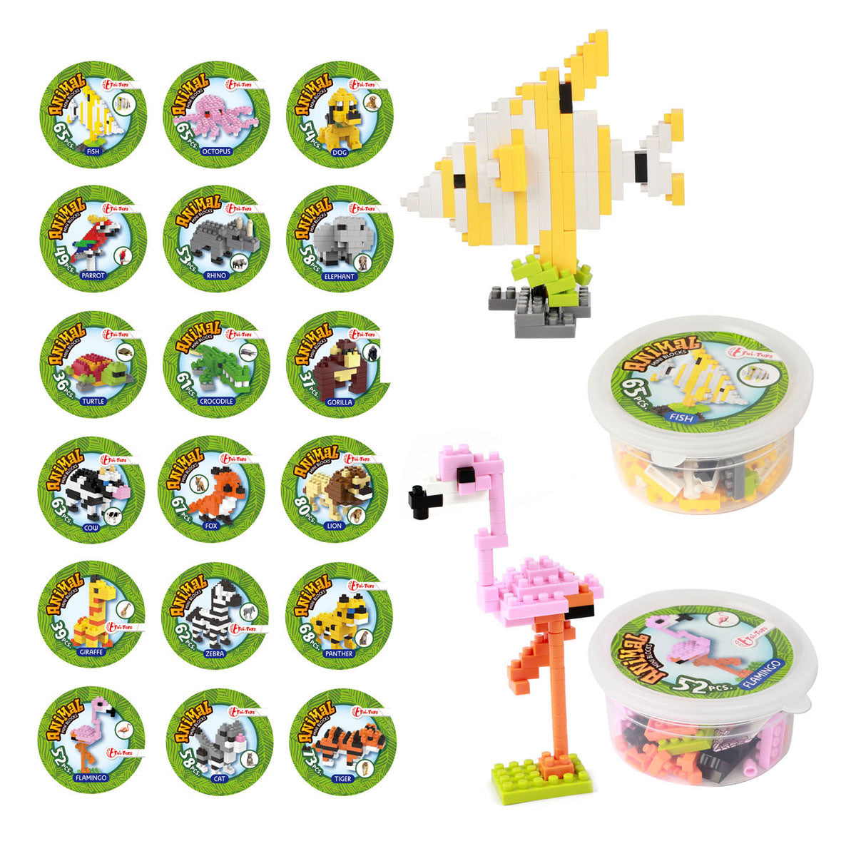 TOI-TOYS BLOCKS BUILTS STONES Mini animal en pot