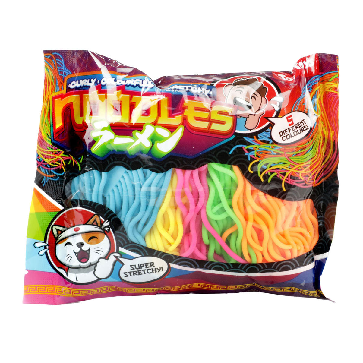 TOI-TOYS Fun Fideos rizados Super Stretchable Fidget, 5st.