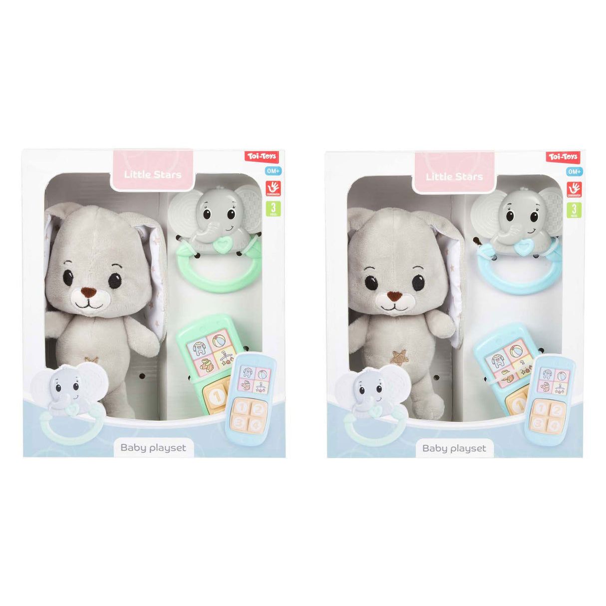 Toi-toys little stars baby knuffel pluche konijn met ramelaar en telefoon, 3dlg.