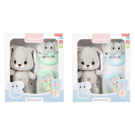 Toi-toys little stars baby knuffel pluche konijn met ramelaar en telefoon, 3dlg.