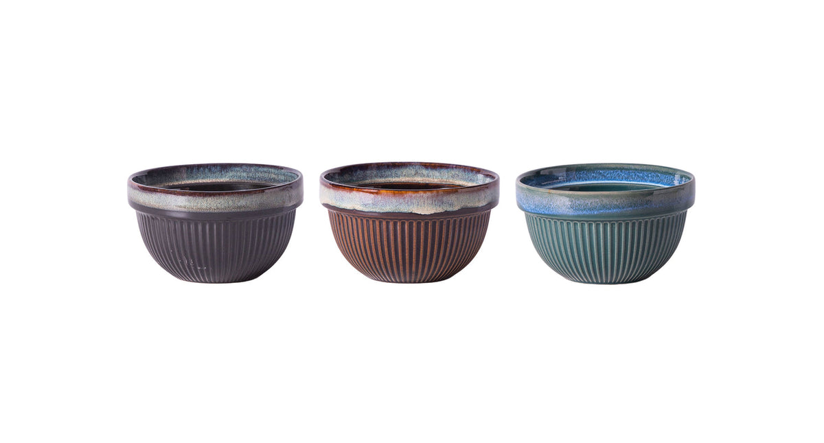 Schaaltje 'rib' ø13,5*7,8cm 580ml 3 assortie