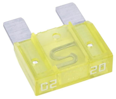 Dresselhaus zekering bananenstekker maxi flat fuse maxi 20a 1 piece yellow
