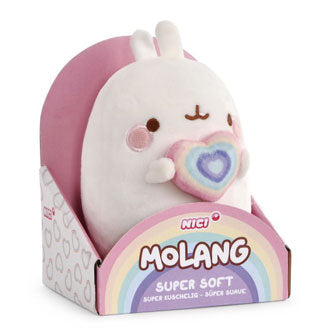 NICI Pluchen Cuddle Molang Rainbow avec cœur en boîte cadeau, 16 cm