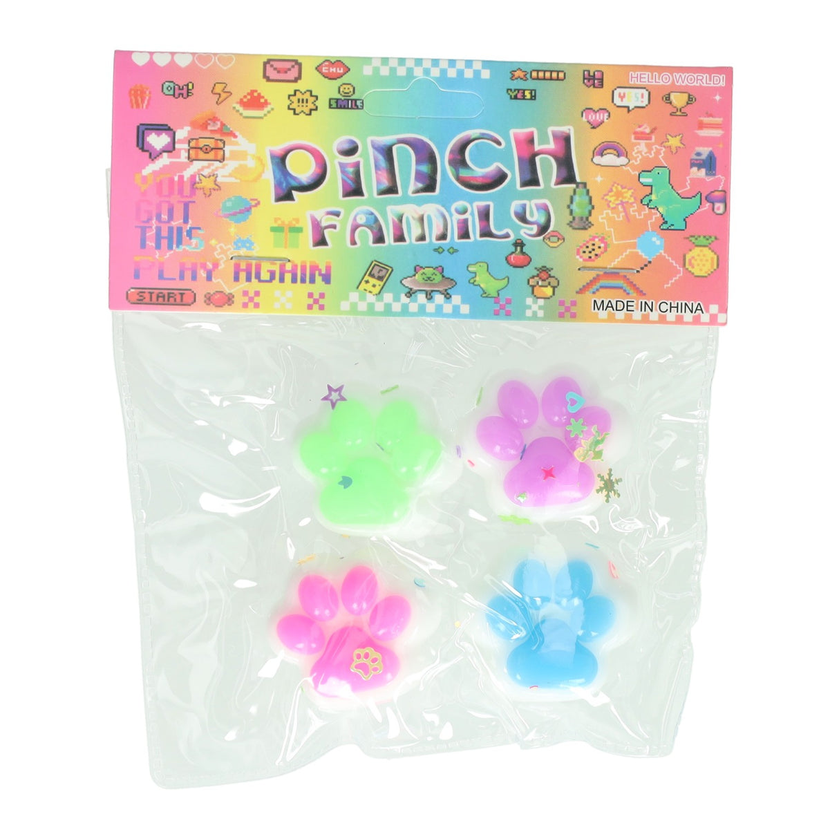 Jono toys pinch family - dierenpoot squishy - 4st.