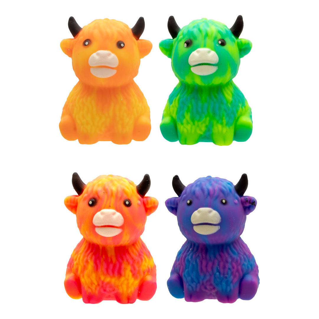 Jono toys squeeze gekleurde highland koe