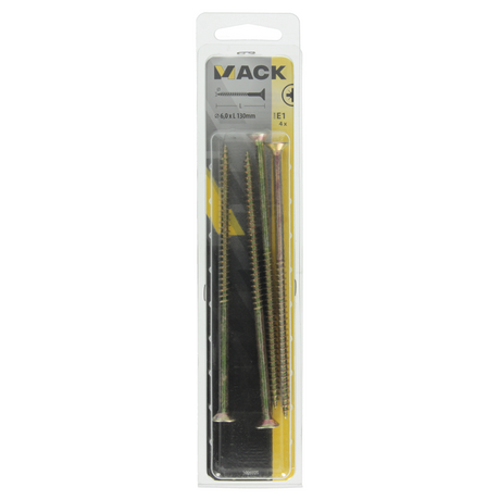 Mack 1006975 - spaanplaatschroef vz kop geelverzinkt 4st 6 x 130mm | 5 stuks