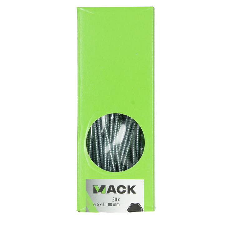 Mack 1007035 - houtdraadbout staal verzinkt 50 st 6 x 100 mm | 1 stuks