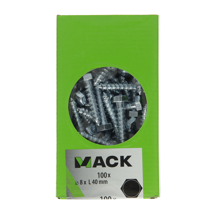 Mack 1007037 - houtdraadbout staal verzinkt 100 st 8 x 40 mm | 3 stuks
