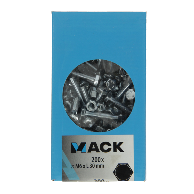 Mack 1007072 - tapbout + moer verzinkt 200 st 6 x 30 mm | 2 stuks
