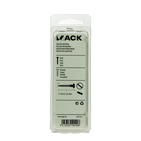 Mack 1017373 - houtschroef bolkop staal verzinkt 14 st 4,0 x 25 mm | 10 stuks