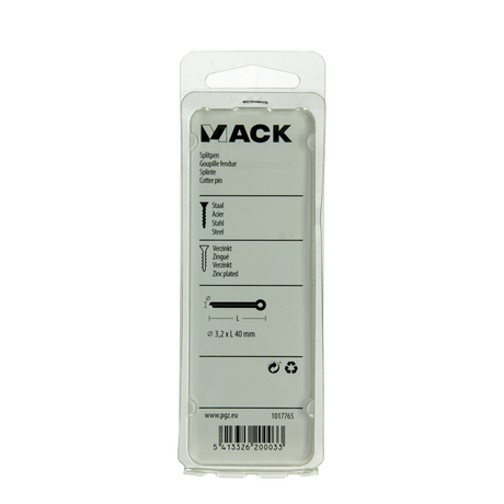Mack 1017765 - splitpen staal verzinkt 12 st 3,2 x 40 mm | 10 stuks